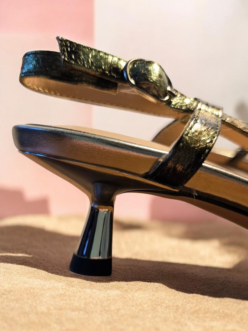 Pointed-toe Slingback Flats Featuring a Mix of Mesh and Metallic Leopard Print ♡ - Picture 7 of 10